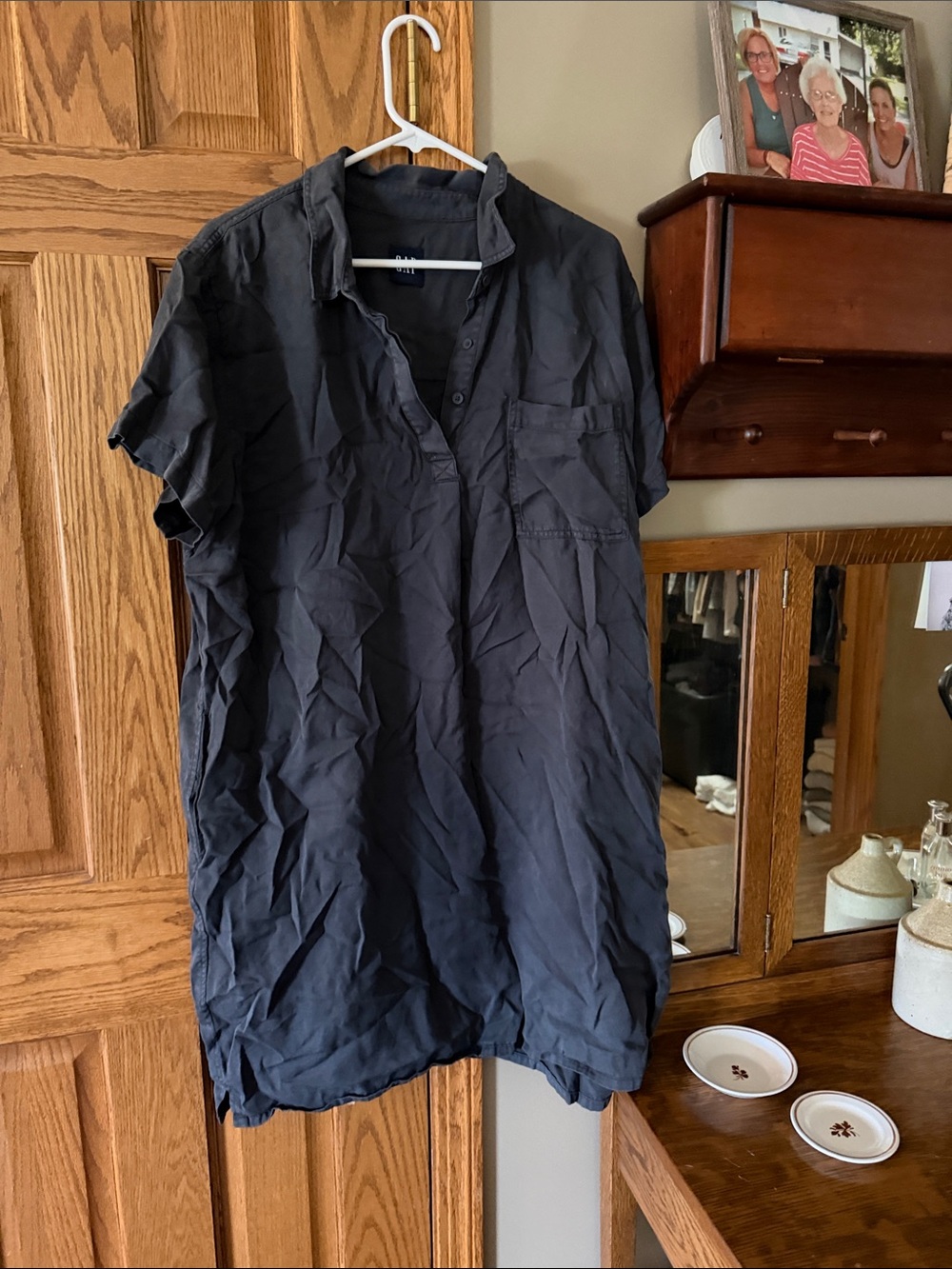 Women's Short-Sleeve Polo Dress - Black